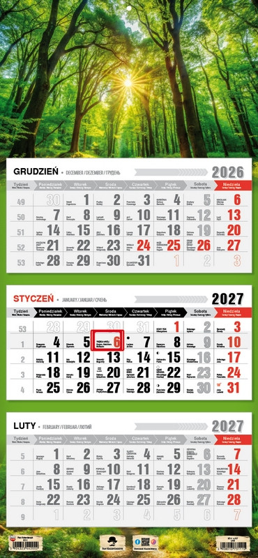 Kalendarz trójdzielny KT-2 Premium (wypukła główka) Pan Kalendarzyk